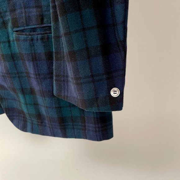 Vintage Lightweight Wool Black Watch Tartan Plaid Blazer Jacket, Size Mens M/L - Picture 3 of 8